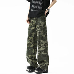 Threebooy Men Casual Straight Leg Camo Cargo Pants Outdoor Tactical Military Workwear Hiking Camping Durable Comfortable Jogger Trousers