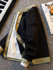 Threebooy Preppy Jacket Mature Contrasting Color Splicing Cardigan Knitted Sweater Jacket Men's Knitted Sweater Baseball Uniform