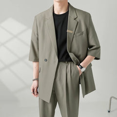 Threebooy Autumn Men's Clothing Light Luxury Business Leisure Suit Jacket Set Streetwear Elegant Korean Popular Clothes Slim Pants Suit