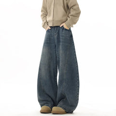 Threebooy Wide Leg Jeans Men Denim Dark Blue Floor Sweeping Baggy Trousers Street Dance Hip Hop Unisex Urban Fashion Urban Streetwear