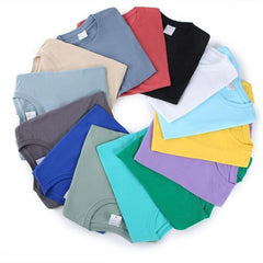 Threebooy 100% Cotton T-shirt Men Women Solid Color O Neck Short-sleeved Tops Summer Korean Loose Half-sleeve T Shirt Unisex M-4XL