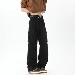 Threebooy Cargo pants mens Large Pocket Loose Overalls Men's Outdoor Sports Jogging Tactical Pants Pure Cotton Casual Work Pants