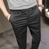 Threebooy New Brand Pants Men Pleated Pants Korean Fashion Ankle Length Streetwear Casual Pants Male Suit Stripe Trousers 28-38