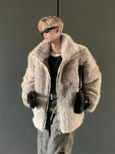 Threebooy Warm Young Parkas Men's Clothing Korean Hip Hop Coat New Thickened Imitation Fur Coat Men's Imitation Fox Fur Jacket