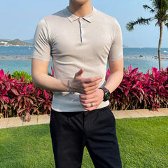 Threebooy Summer New Style Letter Printing High Quality Men's POLO Shirt Pique Cotton Short-Sleeved Casual Breathable Lapel Men Shirt