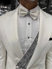 Threebooy Elegant Men Suits 2 Piece Blazer Pant Double Breasted Crystals Formal Occasions Celebrity Prom Party Suit