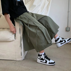 Threebooy Casual Sweatpants Men Loose Calf-Length Joggers Pants Fashion Men Pants Streetwear Men Woman Trousers Ribbon Design