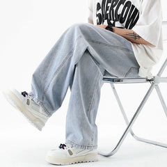 Threebooy Brand men's loose casual straight leg jeans autumn new Korean street hip-hop Baggy wide leg pants Y2K student popular pants