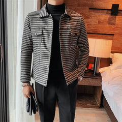 Threebooy Men Spring High quality Casual Jackets/Male Spring and Autumn Plaid Lapel Business Coat/Man Slim Fit British Jackets S-3XL