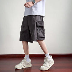 Threebooy Summer Shorts Men Solid Casual Mulit-pockets Cargo Shorts Straight Loose Short Joggers