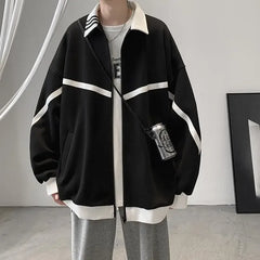 Threebooy New Korean Style Men's Jacket Casual Loose Fit Versatile Hong Kong Style Baseball Uniform Top For Spring And Autumn