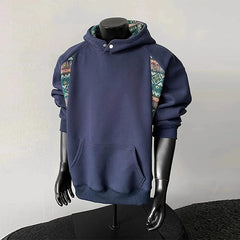 Threebooy New American Retro Men's Hooded Sweatshirt Casual Harajuku Navy Patchwork Long Sleeve Pullover Autumn High Quality Hoodies M-3XL