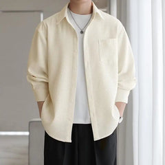 Threebooy Men's Shirt Jacket Thin Casual Versatile Shirt Long Sleeve Loose