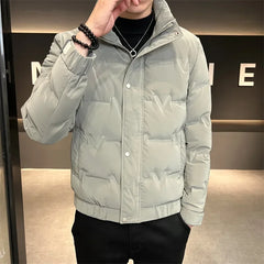 Threebooy Men's down jacket with thick stand up collar warmth handsome men's down jacket