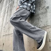 Threebooy Spring New Stretch Micro Flare Jeans Men's American Street Hip-Hop Wide Leg Pants Washed Retro Pants 5 Colors