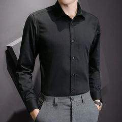 Threebooy Men's Dress Shirts Solid Long Sleeve Stretch Wrinkle-Free Formal Shirt Business Casual Button Down Shirt