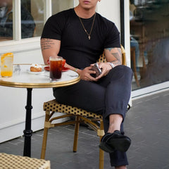 Threebooy Mens Fitness Shaping Elastic Casual T-Shirt Genderless 2024 New Sports Breathable Quick-Drying Solid Color Slim Top Unisex