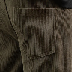 Threebooy Fall Winter Mens Corduroy Straight Leg Pants Long Solid Elastic Waist Casual Pants Loose Fit Going Out Pants with Pockets