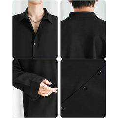 Threebooy Shirt Men Solid Long sleeved Shirt For Men Korean Fashion Shirts Comfortable Blouses Casual Loose Classic Single Breasted Shirt