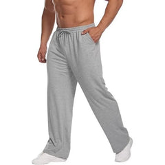 Threebooy Men's Open Straight Fitness Sports Pants Casual Pants with Pockets