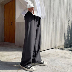 Threebooy New Japanese Retro Male Suit Pants Light Luxury Straight Draped Button-down Business Casual Pants Premium Slim Elegant Trousers