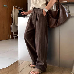 Threebooy New Japanese Retro Men Casual Pants Luxury Draped Wide Leg Leisure Solid Color Straight Trousers High Quality Elegant Sweatpants