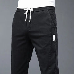 Threebooy Streetwear Fashion Men Baggy Jeans Korean Solid Straight Pants Spring Autumn Elastic Band Pockets Casual Male Clothes Trousers