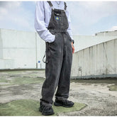 Threebooy Overalls Men Denim Jumpsuit Straight Jeans Hip Hop Big Pocket Wide Leg Cargo Pants Fashion Casual Loose Male's Rompers Trousers