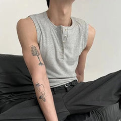 Threebooy Mens Tight Fitting Casual Sleeveless Shirt Summer Solid Color Casual Breathable Sweat Wicking Sports Top Men's Clothing Unisex