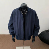 Threebooy American Simple Lapel Jacket Men's Spring Autumn Handsome Cleanfit Stand Collar Short Jacket Men's Cityboy Preppy Zipper Coat