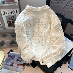 Threebooy 2025 New Design Sense Niche Hollow Sun Protection Long-sleeved Shirt for Men's Summer Loose High-end Top Casual Versatile Jacket