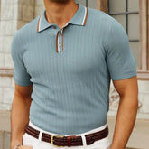 Threebooy Men's Casual Business Knitted Polo Shirt Light Luxury Leisure Lapel Button-down Short Sleeve Knitwear High Quality Fashion Shirt