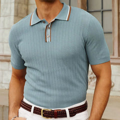 Threebooy Men's Casual Business Knitted Polo Shirt Light Luxury Leisure Lapel Button-down Short Sleeve Knitwear High Quality Fashion Shirt