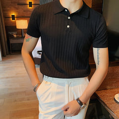 Threebooy Smart Casual Solid Color Turn-down Collar Polos Spring Summer Simplicity Retro Comfortable Tops Slim Men's Clothing