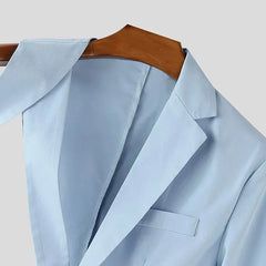 Threebooy Spring Fashion Men Irregular Blazer Lapel One-shoulder Long Sleeve Button Hollow Out Casual Suit Men Streetwear Thin Coats