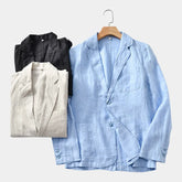 Threebooy New Fashion Men's Linen Blazer - Lightweight, Loose Fit, Ultra-thin Jacket - 98% Linen for Comfort and Breathability