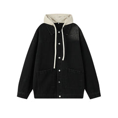Threebooy Men's Spring New Design Sense Jacket Men's Detachable Hooded Denim Jacket Trendy Korean Men's Lapel High Quality Street Jacket