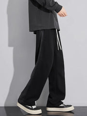 Threebooy New Men's Fashion Baggy Straight Casual Pants Classic Solid Color Streetwear Sweatpants Wide Leg Trousers Male Trendy Brand