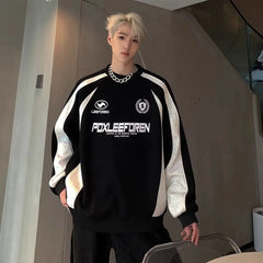 Threebooy American Retro Shirt Hip Hop Color-blocking Heavy Sweatshirt Men 2025 New Teen Casual Sports Jacket Autumn Handsome Top