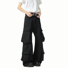 Threebooy Men Loose Fit Cargo Pants Workwear Trousers Multi Pocket Outdoor Casual Joggers Streetwear Hip Hop Drop Crotch Trousers for Men