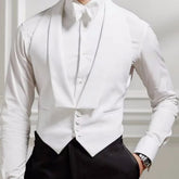 Threebooy Men Vest White Single Button Solid With Lapel Waistcoat Suit For Wedding Birthday Banquet Party Business Work Men Suit Vest