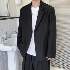 Threebooy Handsome Casual Blazers Men Leisure Loose Suit Jackets Trendy Male Daily Streetwear All-match Simple Korean Suit-tops Gray/Black