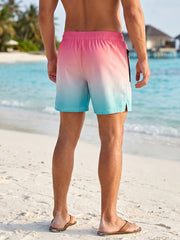 Threebooy Men's Beach Shorts with Mesh Liner Summer Casual Board Shorts with Zipper Side Pockets Swim Trunks Swimwear Swimsuit Beachwear