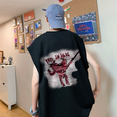 Threebooy Summer Men's Printed Loose Sleeveless Vests Bodybuliding Singlets Fashion Trend Tops Sexy Top Fitness 4 Color Gym Vests