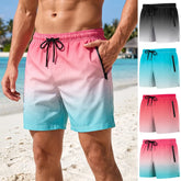 Threebooy Men's Beach Shorts with Mesh Liner Summer Casual Board Shorts with Zipper Side Pockets Swim Trunks Swimwear Swimsuit Beachwear