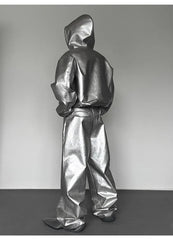 Threebooy Men's Silver Luxe Hooded Jacket