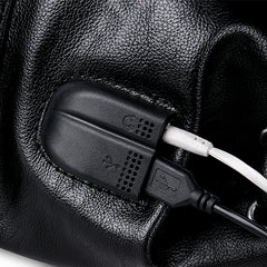 Threebooy Men's PU Leather Backpack Large Capacity Travel Computer backpacks Fashion Laptop Students Schoolbag Expandable USB Charger Bags