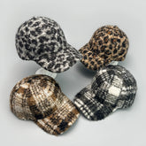 Threebooy Retro Check Leopard Print Baseball Hats Autumn and Winter Unisex Sunshade Warm Hardtop Versatile Classical Fashion Peaked Caps