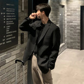 Threebooy Korean men's casual suit jacket, Korean version trendy suit, autumn loose black single west top