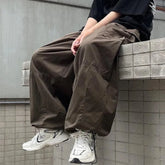 Threebooy Vintage Baggy Cargo Pants Men Cotton Wide Leg Trousers Male Oversize Retro Loose Casual Japanese Streetwear Hip Hop